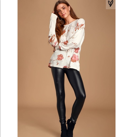 Free People Tops - Free People Arielle Ivory Floral Long Sleeve Top